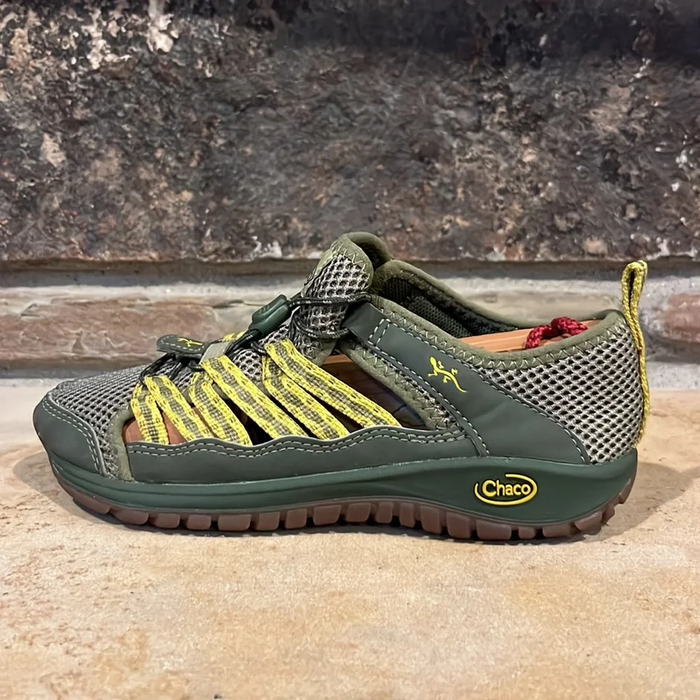 Chaco Outcross 2 Avocado Green and Yellow Outdoor Sandals